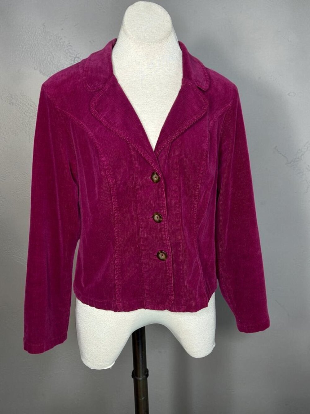 Cut Loose Deep Fuchsia Stretch Corduroy Casual Jacket Size Small